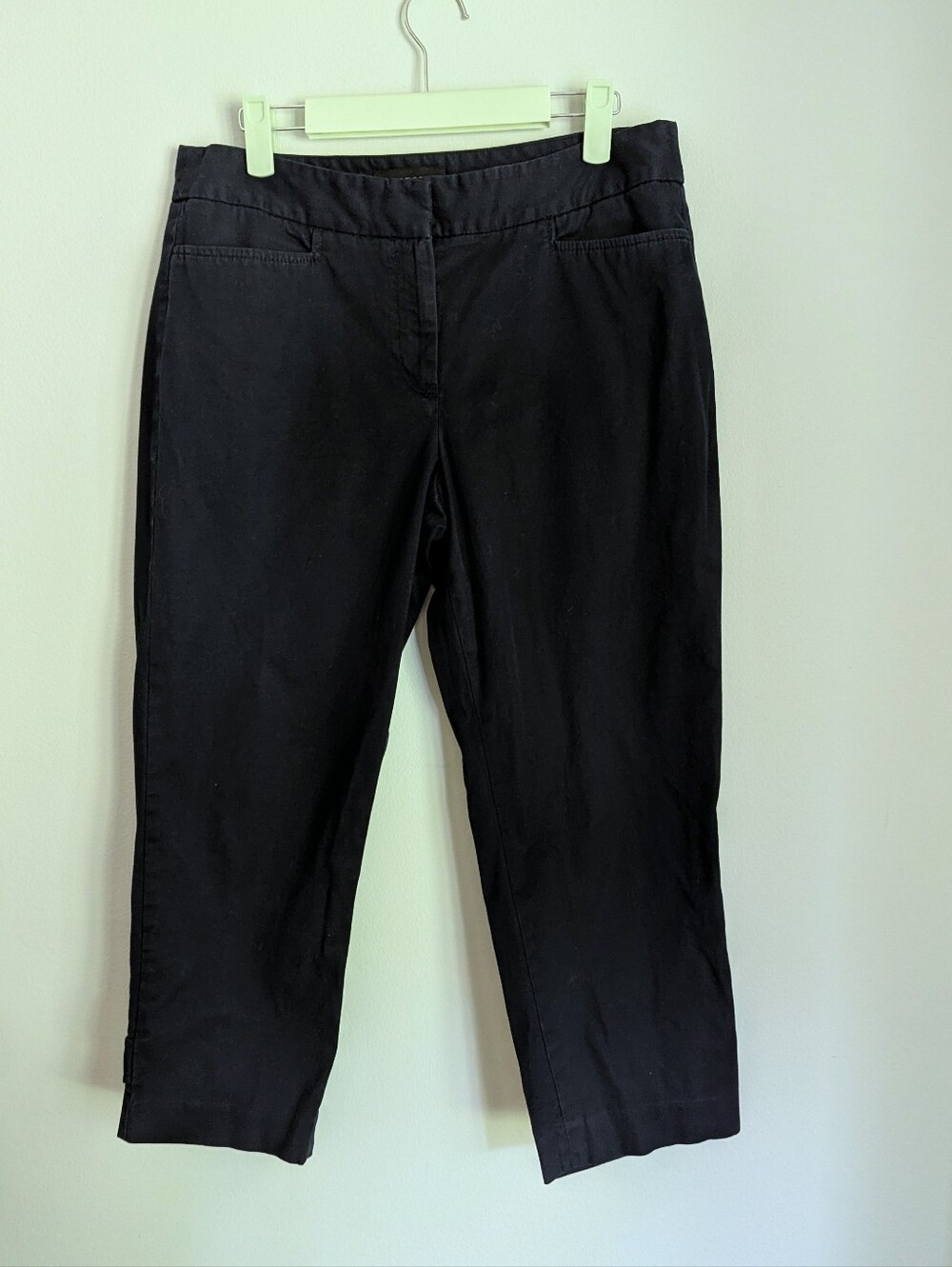 Talbots Crop Capri Pants Women's 6 Navy Blue Button Cuff Detail